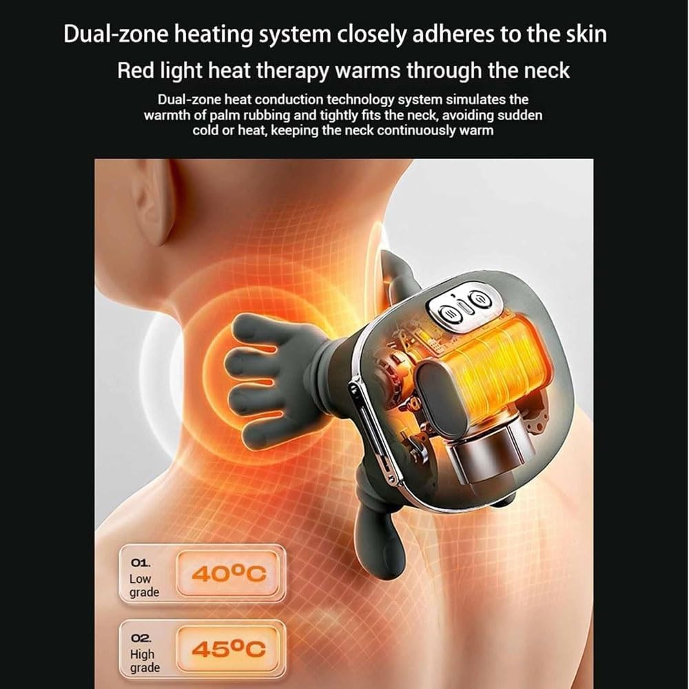 Bionic Heated Massager, Wireless Portable Shiatsu Neck and Back Massager