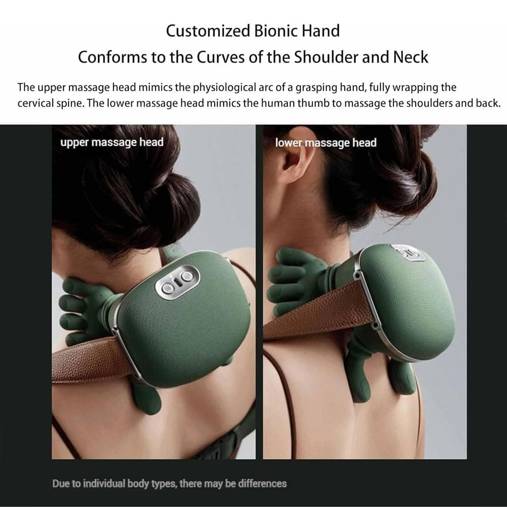 Bionic Heated Massager, Wireless Portable Shiatsu Neck and Back Massager